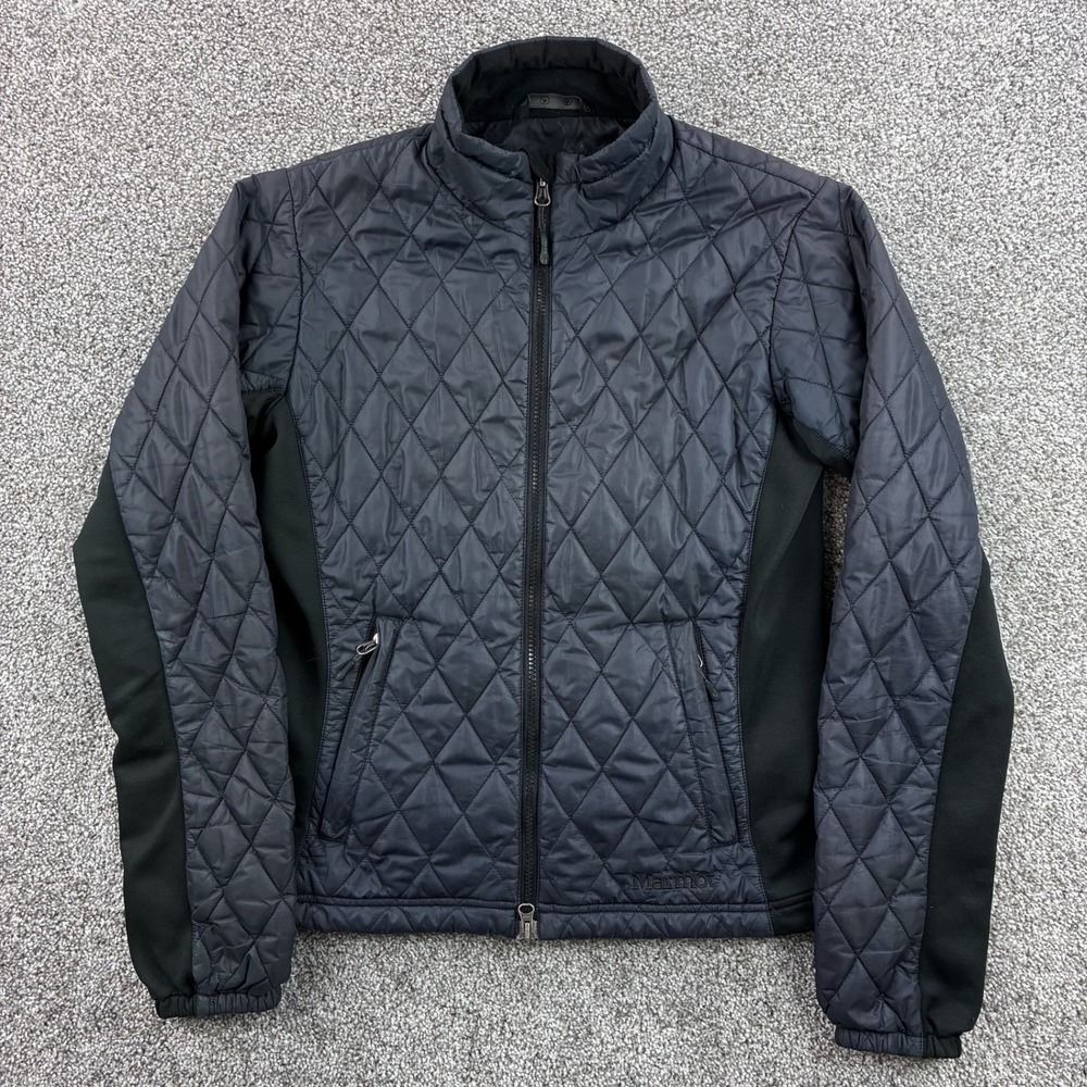 Marmot Quilted Puffer Jacket Womens Medium Black Full Zip Lightweight Coat